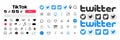 TikTok and Twitter icons, symbols. Template frame for social media. Interface template on Apple iPhone. Screen interface. TikTok