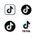 TikTok vector icons. Set of flat signs isolated on white and black background. Social media logo. Vector illustration.