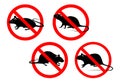 Set of prohibited mouse in pest control concept.