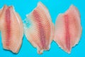 Tilapia fish fillet raw close up