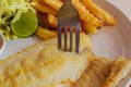 Tilapia fish steak on a white plate. Royalty Free Stock Photo