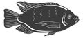 Tilapia silhouette. Seafood menu symbol. Black icon