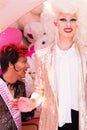 Tilburg, Netherlands - 22.07.2019: couple of transgender man in spectacular costumes at Roze Mandaag - gay, lgbt pri