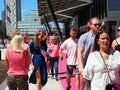 People walking from the station to the funfair in Tilburg, Netherlands