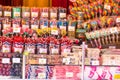 Tilburg, Netherlands - 22.07.2019: Tilburgse Kermis candies and lollipops on fair market in Tilburg