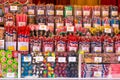 Tilburg, Netherlands - 22.07.2019: Tilburgse Kermis candies and lollipops on fair market in Tilburg