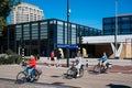 Tilburg, North Brabant, The Netherlands - People cycling at the central railway station Royalty Free Stock Photo