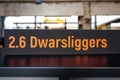 Tilburg, North Brabant, The Netherlands - Sign at the library called dwarsliggers or sleeper, an ultra compact version of a book