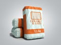 Tile adhesive in the package ceramic glue 3d render on grey gradient