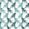 Tile Background Pattern with Vector Silhouette Bamboo Leaves Drawing Royalty Free Stock Photo