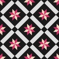 Tile black, grey and pink decorative floor tiles vector pattern Royalty Free Stock Photo