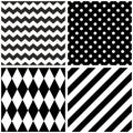 Tile black and white vector pattern with chevron zig zag Royalty Free Stock Photo