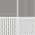 Tile black and white vector pattern set