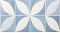 A tile with a blue and white geometric pattern. Royalty Free Stock Photo