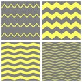 Tile chevron vector pattern set with grey, white and yellow zig zag background