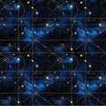 Tile - Constellations and planets (#2) 2x2 Multiple. Tileable illustration. Generative AI (Real 300 DPI)