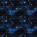 Tile - Constellations and planets (#2) 2x2 Multiple. Tileable illustration. Generative AI (Real 300 DPI) Royalty Free Stock Photo