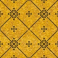 Tile decorative floor gold and black tiles pattern or seamless vector background