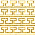 Tile decorative floor gold and white tiles greek vector pattern