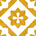 Tile decorative floor tiles vector pattern or white and gold background Royalty Free Stock Photo