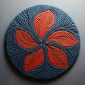 Colorful 3d Denim Pattern Decorated Round Leaf Sculpture Royalty Free Stock Photo