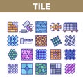 Tile Floor Material Collection Icons Set Vector