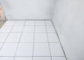 Tile floor under construction in room Royalty Free Stock Photo
