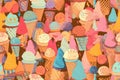 tile. Ice cream seamless pattern. Colorful ice creams in waffle cones. Generative AI