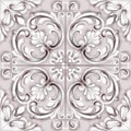 Tile or mosaic ornament Vector watercolor. Medalion rosette style decor templates Royalty Free Stock Photo