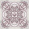 Tile or mosaic ornament Vector watercolor. Medalion rosette style decor templates Royalty Free Stock Photo