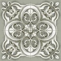 Tile or mosaic ornament Vector watercolor. Medalion rosette style decor templates Royalty Free Stock Photo
