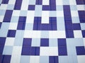 Tile mosaic square blue texture background decorated. Royalty Free Stock Photo