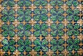 Tile in old spanish style on wall of historical mansion, decoration of Andalusia Royalty Free Stock Photo