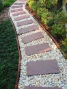 Tile path in a park , garden arrangement Royalty Free Stock Photo