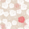 Tile vector pattern with roses on beige background Royalty Free Stock Photo