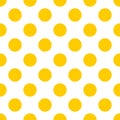 Tile pattern with vector yellow polka dots on white background Royalty Free Stock Photo