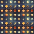 Tile - Planets In The Space (#2) 2x2 Multiple. Tileable seamless image. Generative AI (Real 300 DPI)
