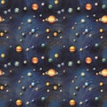 Tile - Planets In The Space (#6) 2x2 Multiple. Tileable seamless image. Generative AI (Real 300 DPI)