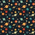 Tile - Planets In The Space (#2) 2x2 Multiple. Seamless illustration. Generative AI (Real 300 DPI)