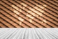Tile Roof Texture Surface With Wood Terrace And World Map