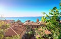 Tile roofs authentic city of Sirmione Lake Garda Italy Royalty Free Stock Photo