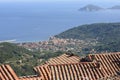 Tile roofs and Marciana Marina view