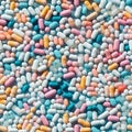 Tile Seamless Overhead Photo of A Variety of Prescription Pills and Drugs - Generative AI