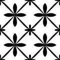 Tile seamless pattern. Black and white geometric background. Traditional repeat ornament. Vector monochrome pattern.