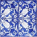 Tile texture background with blue majolica