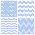 Tile vector chevron pattern set with  blue and white zig zag background Royalty Free Stock Photo