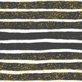 Tile vector pattern with black and white stripes and golden dust background Royalty Free Stock Photo