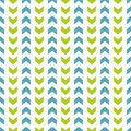 Tile vector pattern with blue and green zig zag on white background Royalty Free Stock Photo