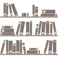 Tile vector pattern with books on shelf on white background