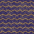 Tile vector pattern with dark navy blue and gold stripes and golden dust